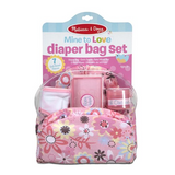 Melissa & Doug Mine to Love Diaper Bag Set-Dolls & Bears:Accessories-Melissa & Doug-15 inch Doll sets,Baby Doll Accessories,Melissa & Doug,Mine to Love,New,New Boxed Sets,Pink-The Dollhouse Shop